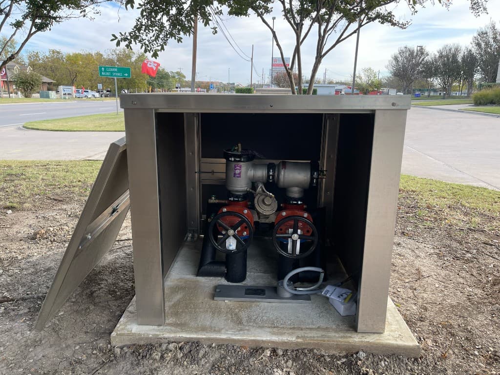 RPZ backflow enclosure installed by 1-A Services